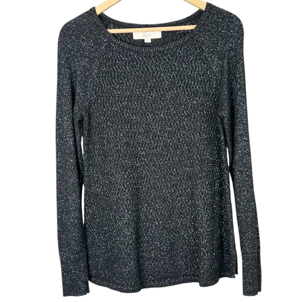 Ann Taylor Loft Black Speckled Sparkle Knit Women’s Sweater Size Medium